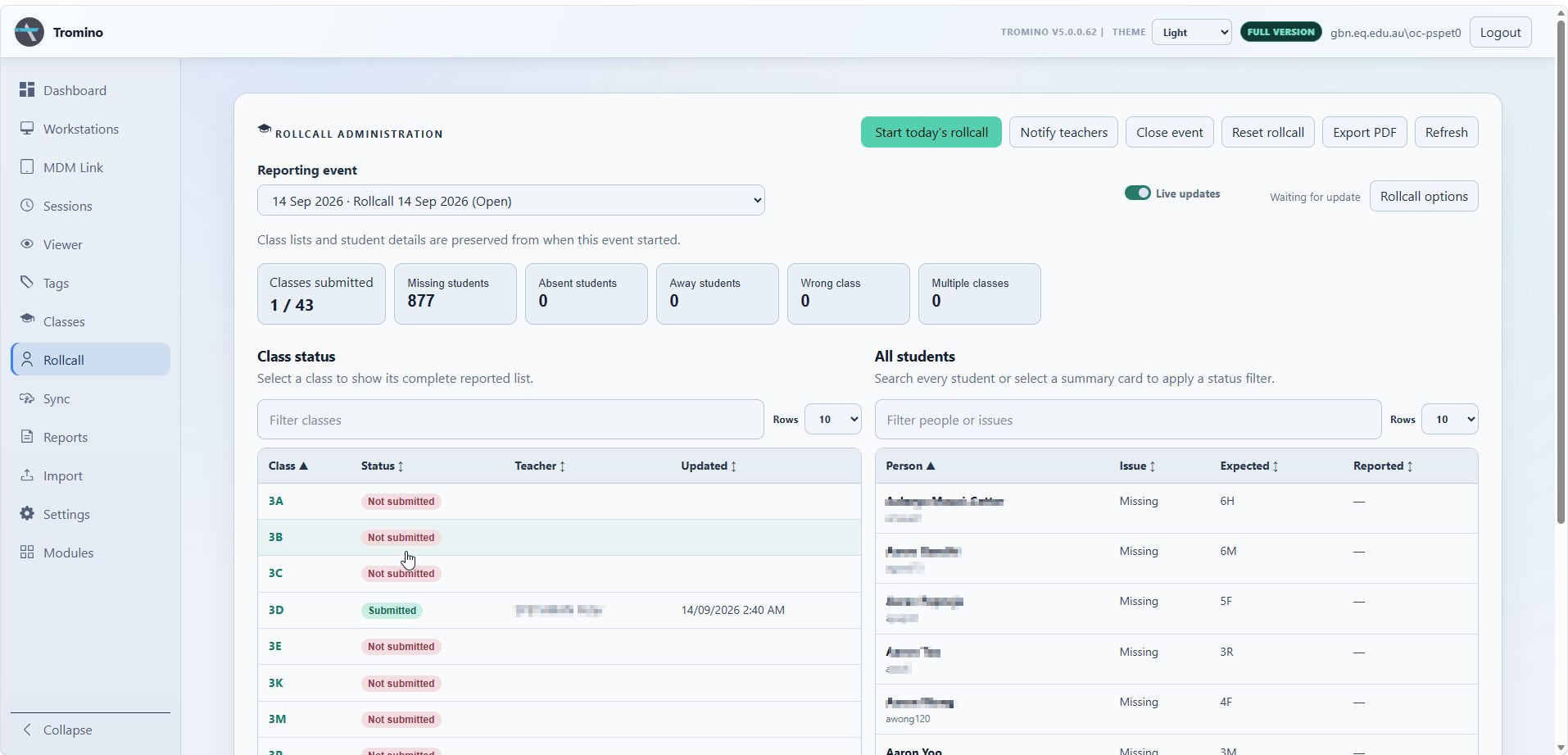Asset records in the Tromino Admin Panel